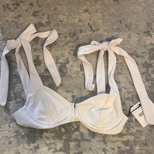 Beach Riot White Bikini Top with Tie Straps